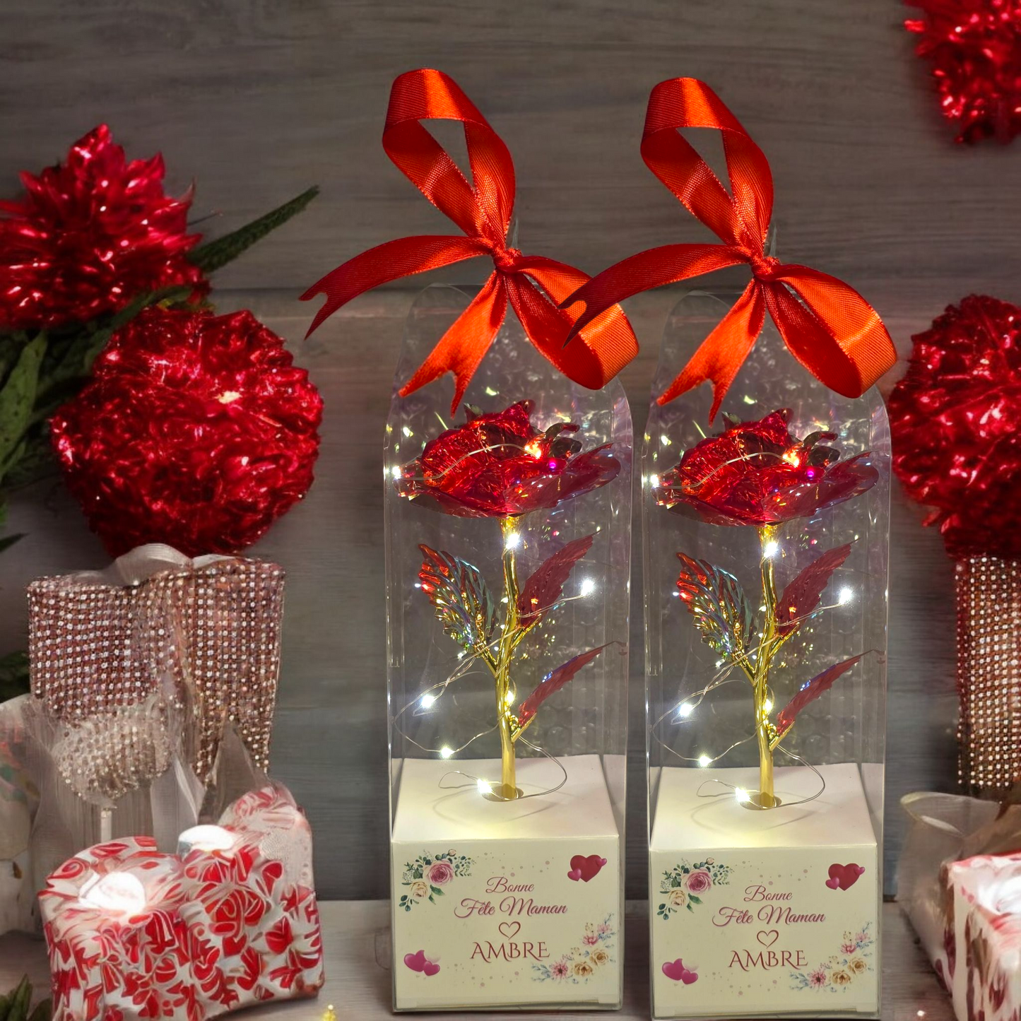 Rose Éternelle en Boîte Cadeau Personnalisée – Cadeau Unique pour la Fête des Mères