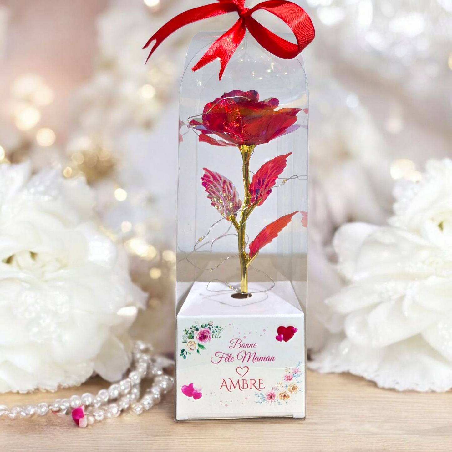 Rose Éternelle en Boîte Cadeau Personnalisée – Cadeau Unique pour la Fête des Mères