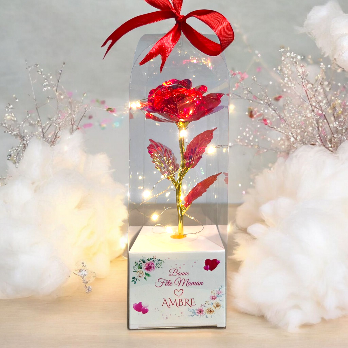 Rose Éternelle en Boîte Cadeau Personnalisée – Cadeau Unique pour la Fête des Mères