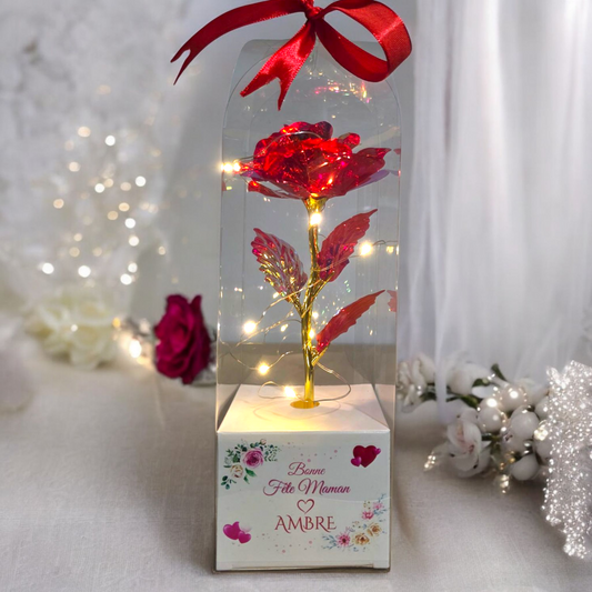 Rose Éternelle en Boîte Cadeau Personnalisée – Cadeau Unique pour la Fête des Mères
