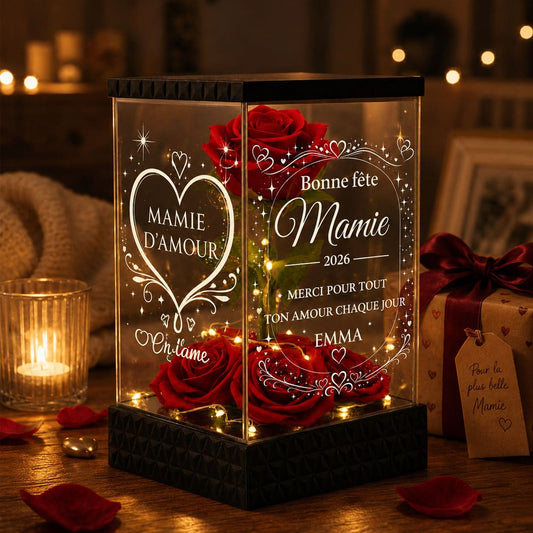 Rose personnalisée Mamie, idée cadeau famille pour Noël et fêtes