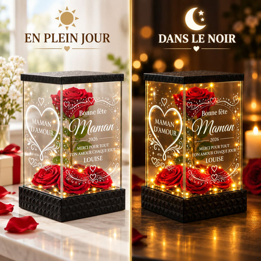 Rose lumineuse personnalisée de jour et de nuit