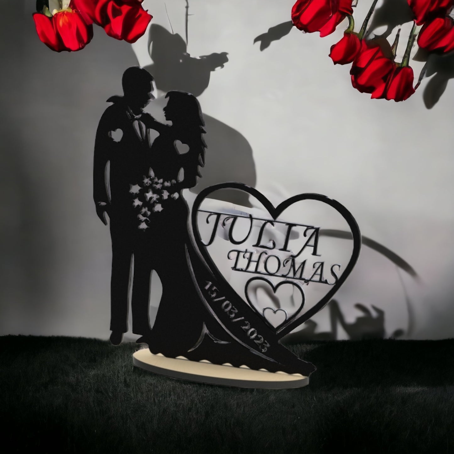 Cadeau mariage 3D, décoration mariage personnalisée avec prénom et date
