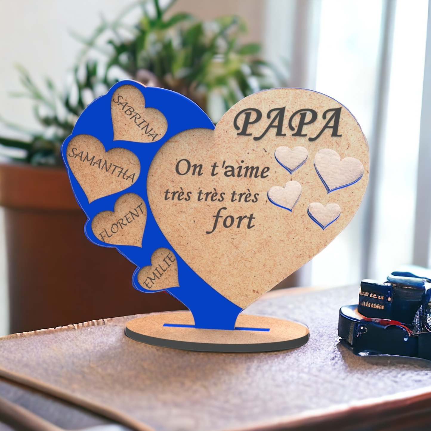 Cadre Cœur en Bois Personnalisé pour papa