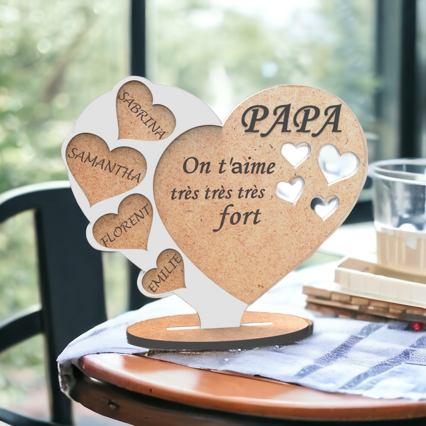 Cadre Cœur en Bois Personnalisé pour papa