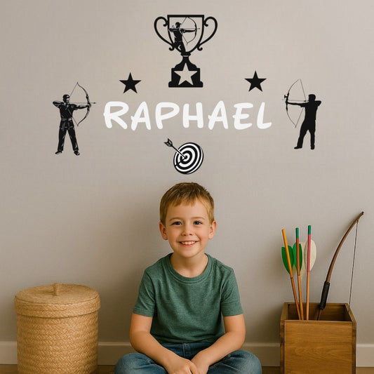 Décoration chambre enfant archer personnalisée avec prénom en 3D