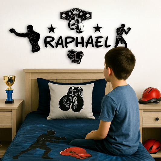 Décoration sportive boxe pour enfant avec prénom