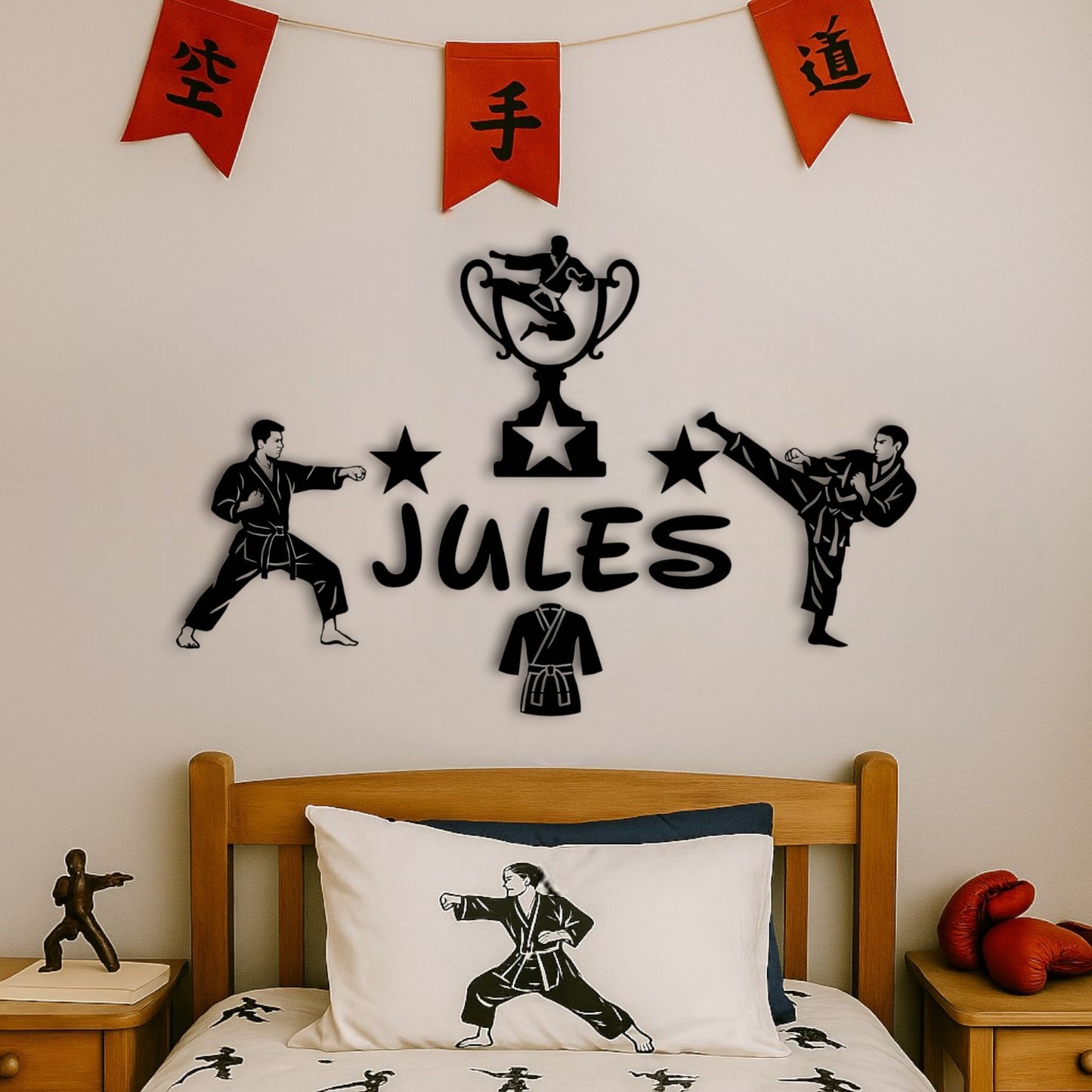 Décoration murale 3D karaté – prénom personnalisé pour chambre enfant