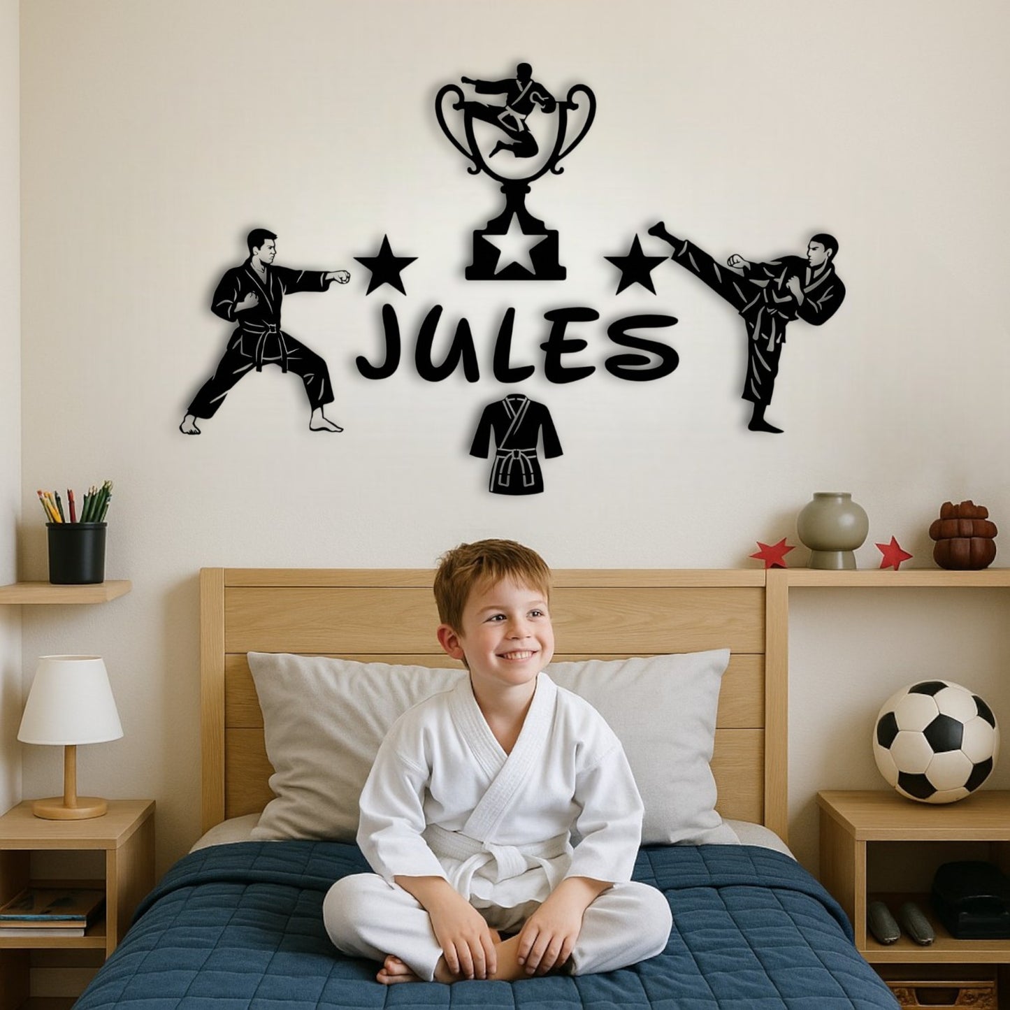 Décoration murale 3D karaté – prénom personnalisé pour chambre enfant