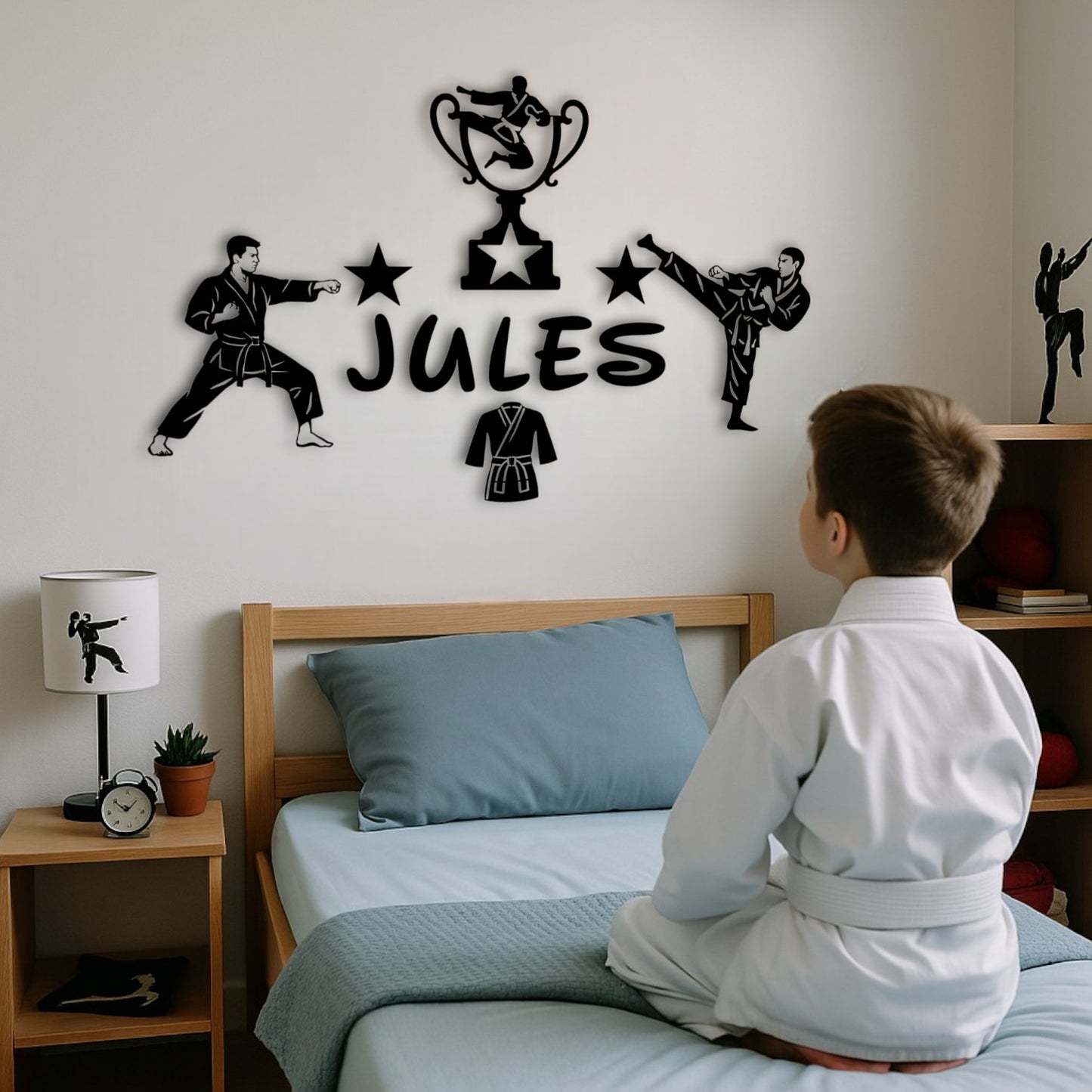 Décoration murale 3D karaté – prénom personnalisé pour chambre enfant