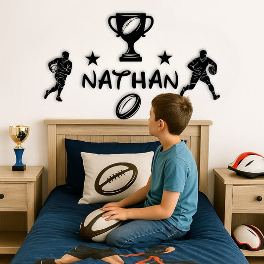 Décoration sportive rugby enfant avec prénom