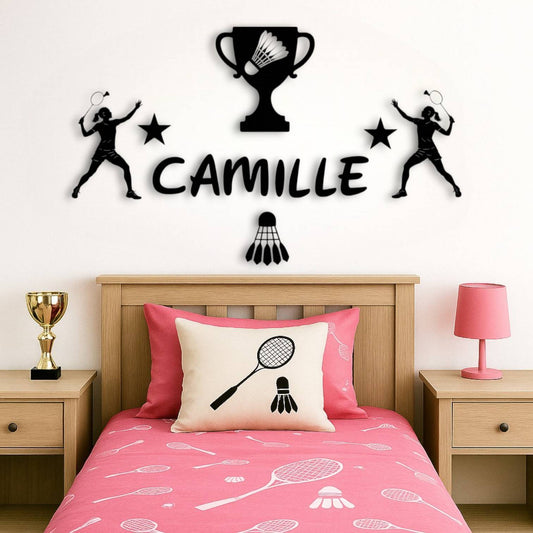 Décoration chambre fille badminton personnalisée