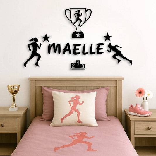 Décoration fille athlétisme coureuse personnalisée