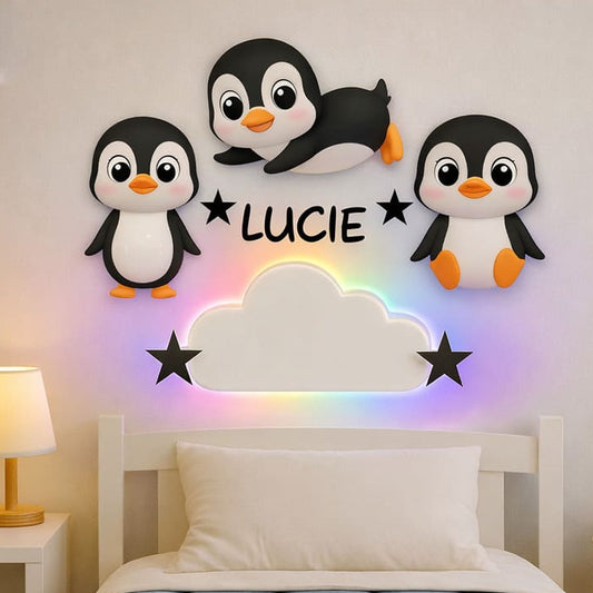 Décoration murale Pingouin avec prénom
