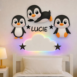 Décoration murale Pingouin avec prénom
