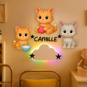 Décoration murale personnalisée Chatons avec prénom