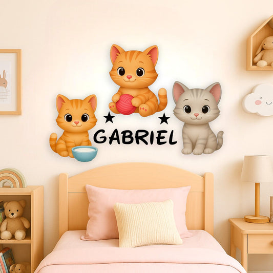 Décoration murale personnalisée Chatons avec prénom