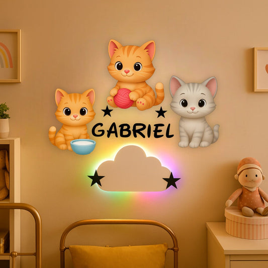 Décoration murale personnalisée Chatons avec prénom