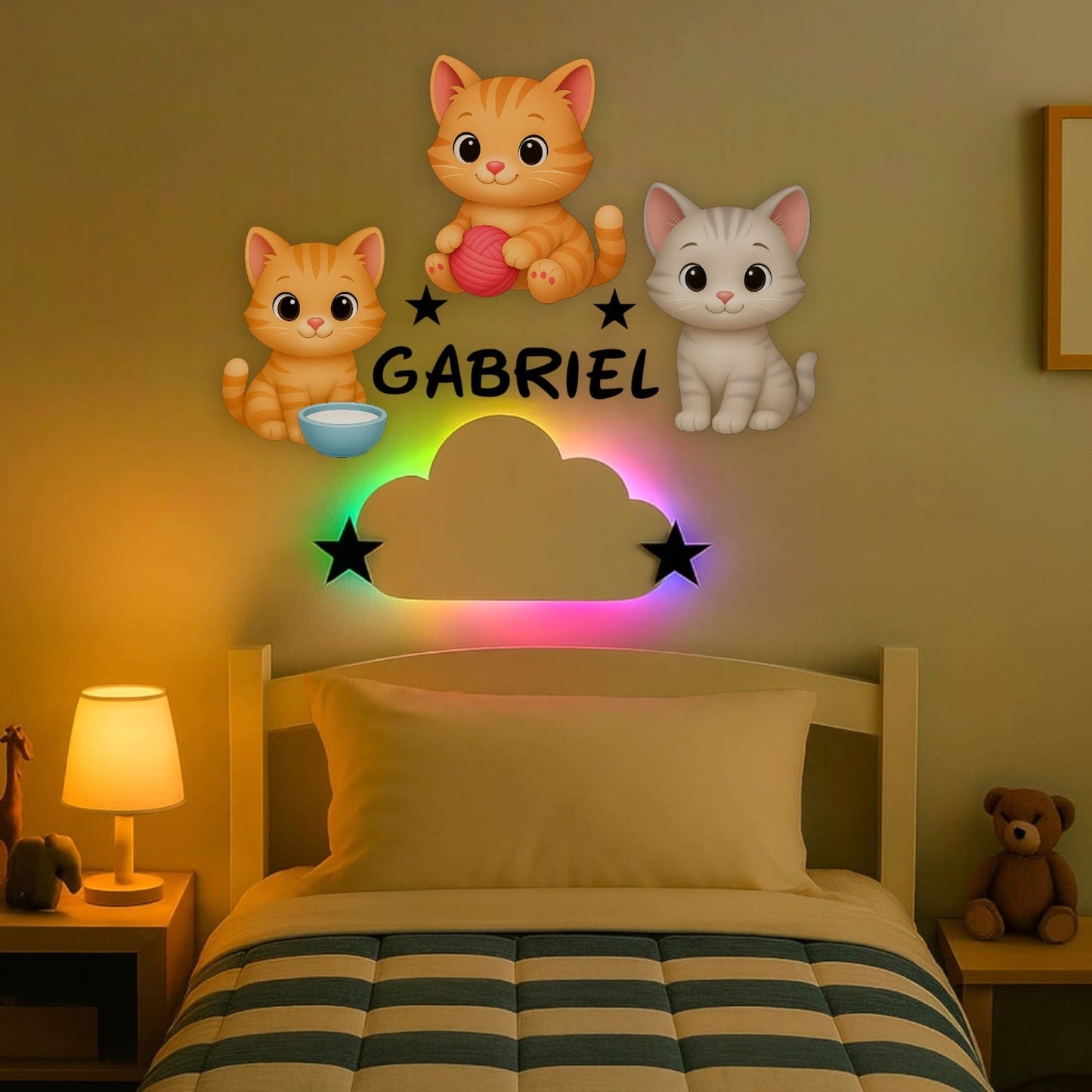 Décoration murale personnalisée Chatons avec prénom