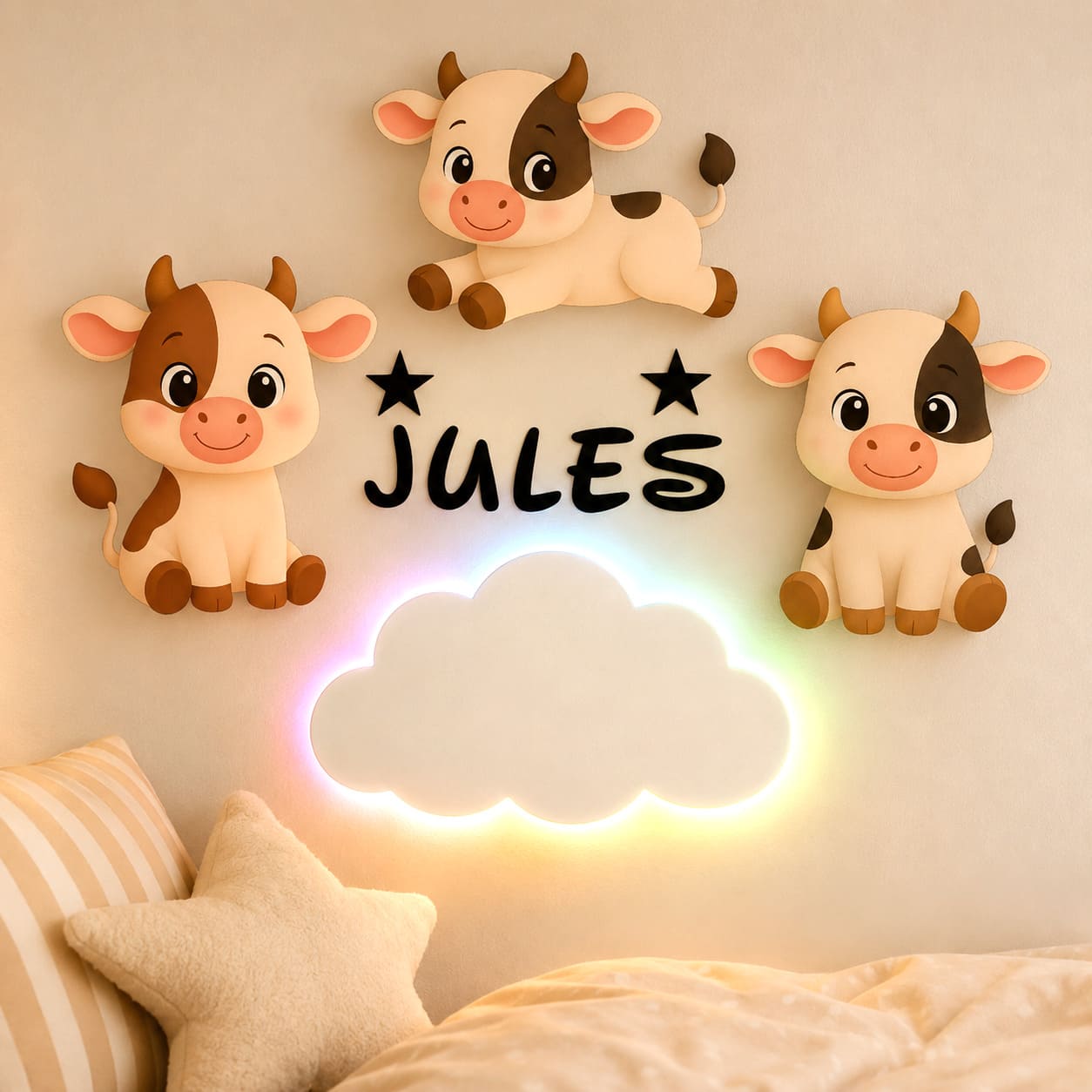Décoration Vache rigolote personnalisée avec prénom