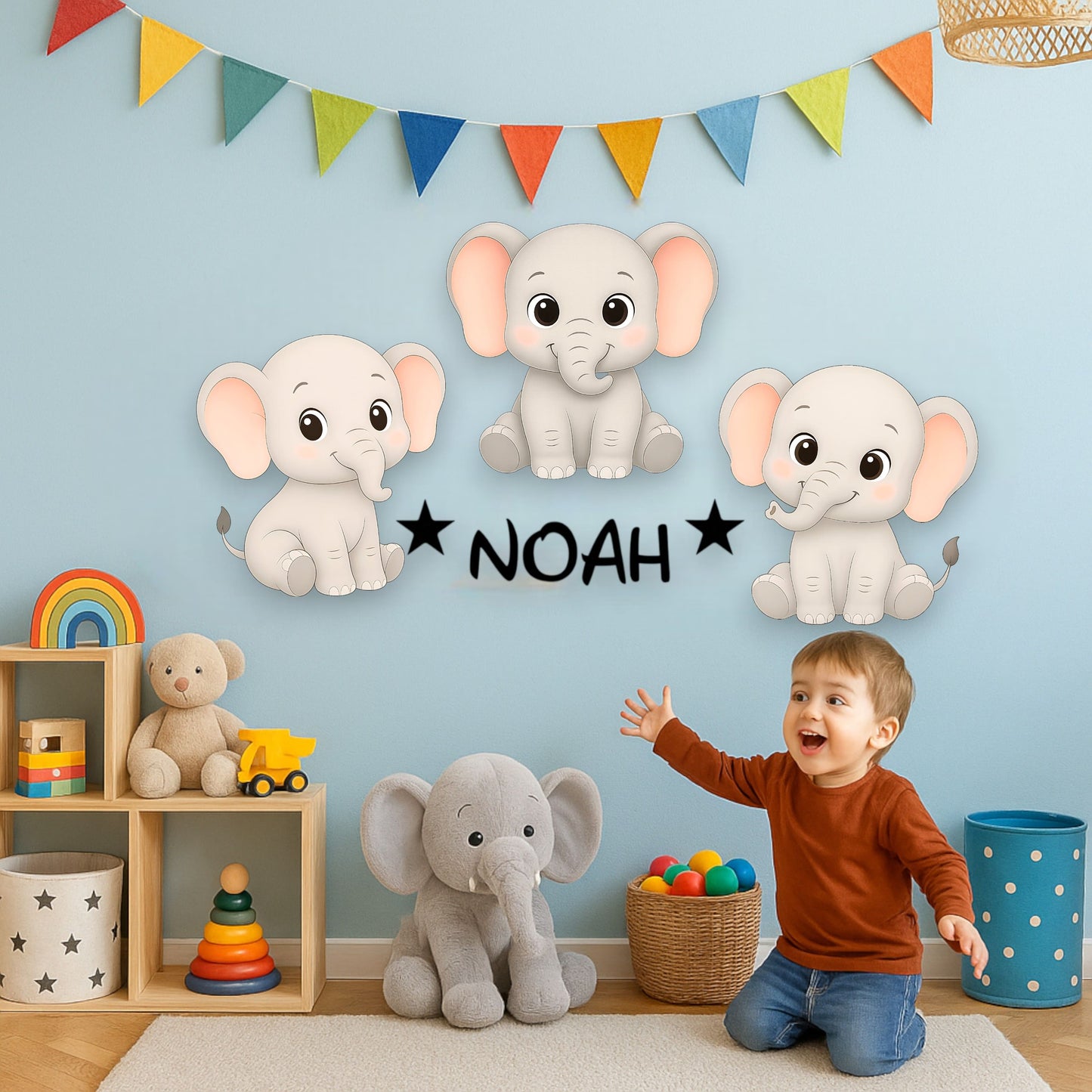 Décoration personnalisée Éléphants avec prénom