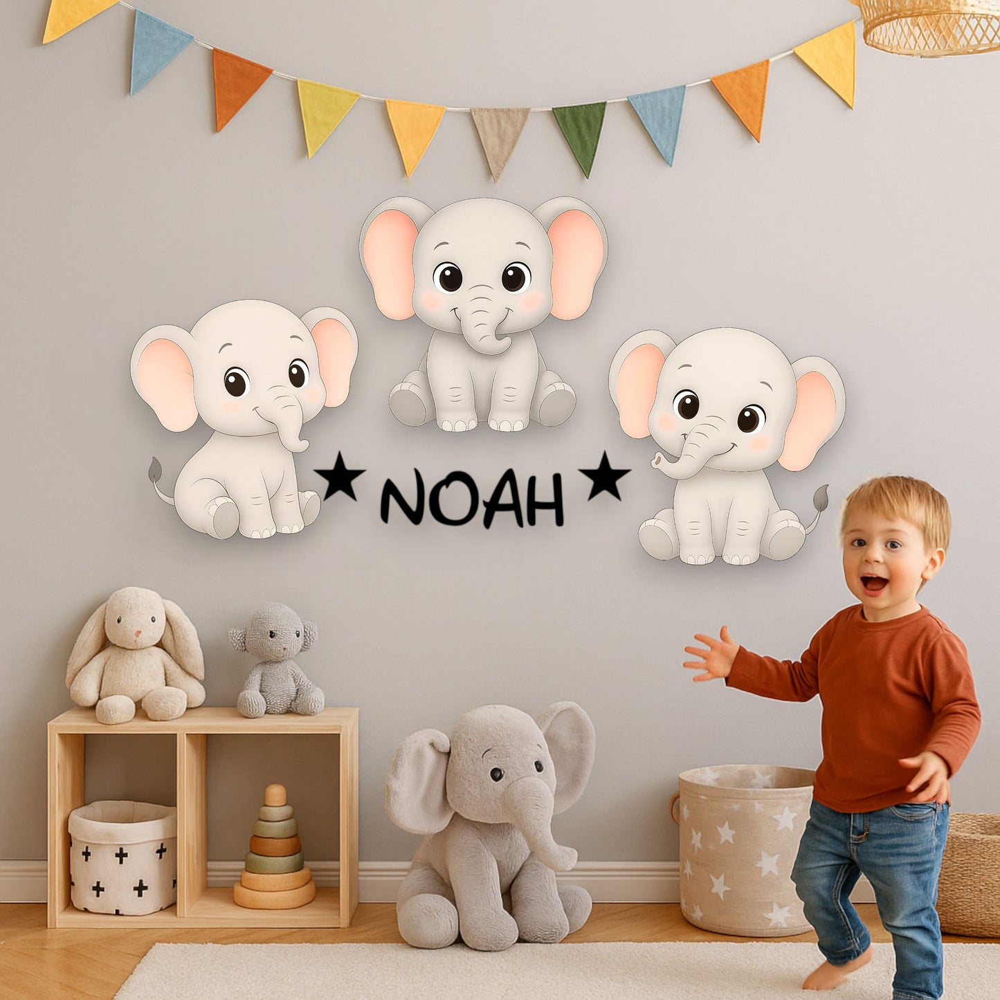 Décoration personnalisée Éléphants avec prénom