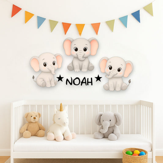 Décoration personnalisée Éléphants avec prénom