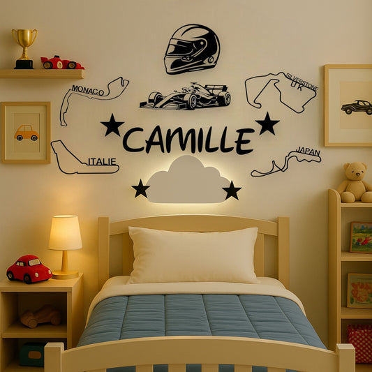 Décoration Murale Personnalisée Formule 1 pour filles