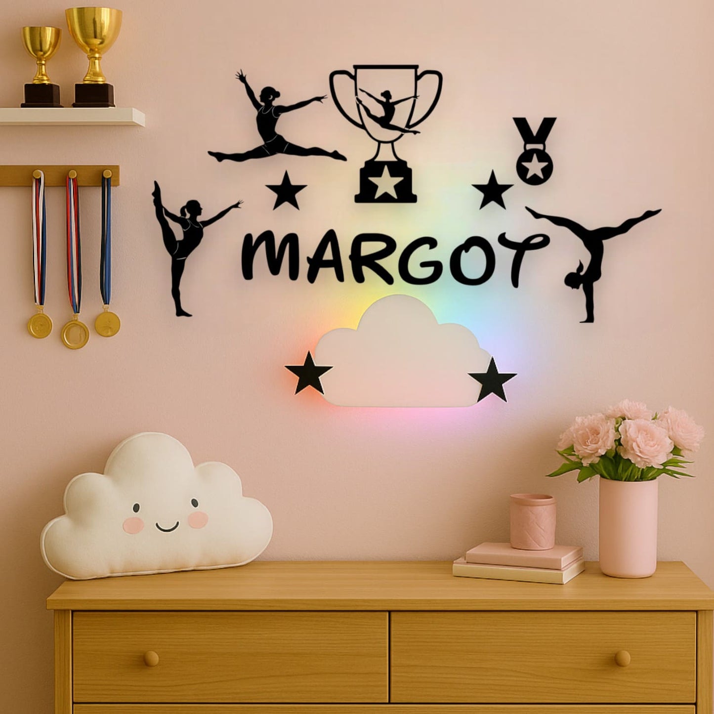 Décoration chambre fille gymnastique avec prénom