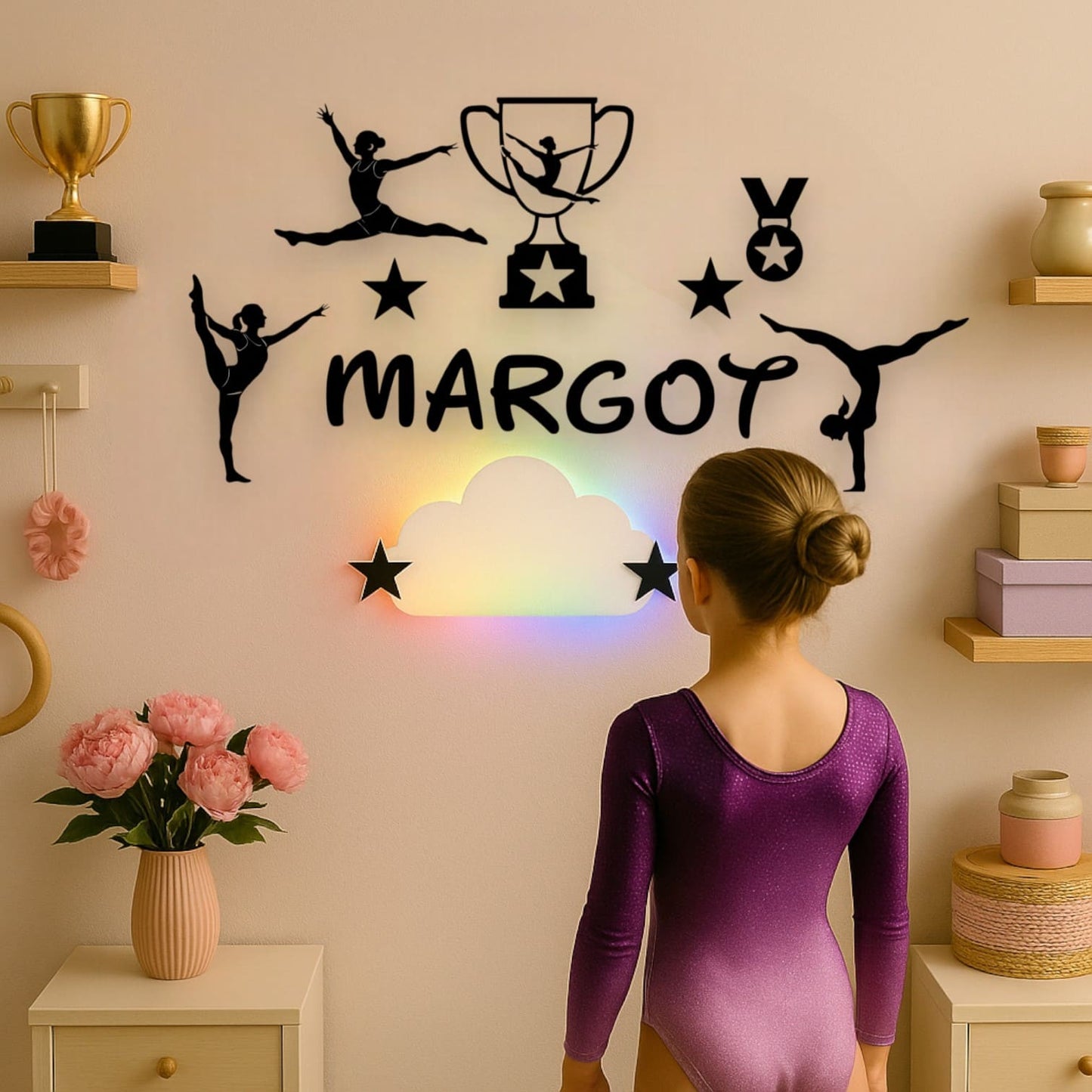 Décoration chambre fille gymnastique avec prénom