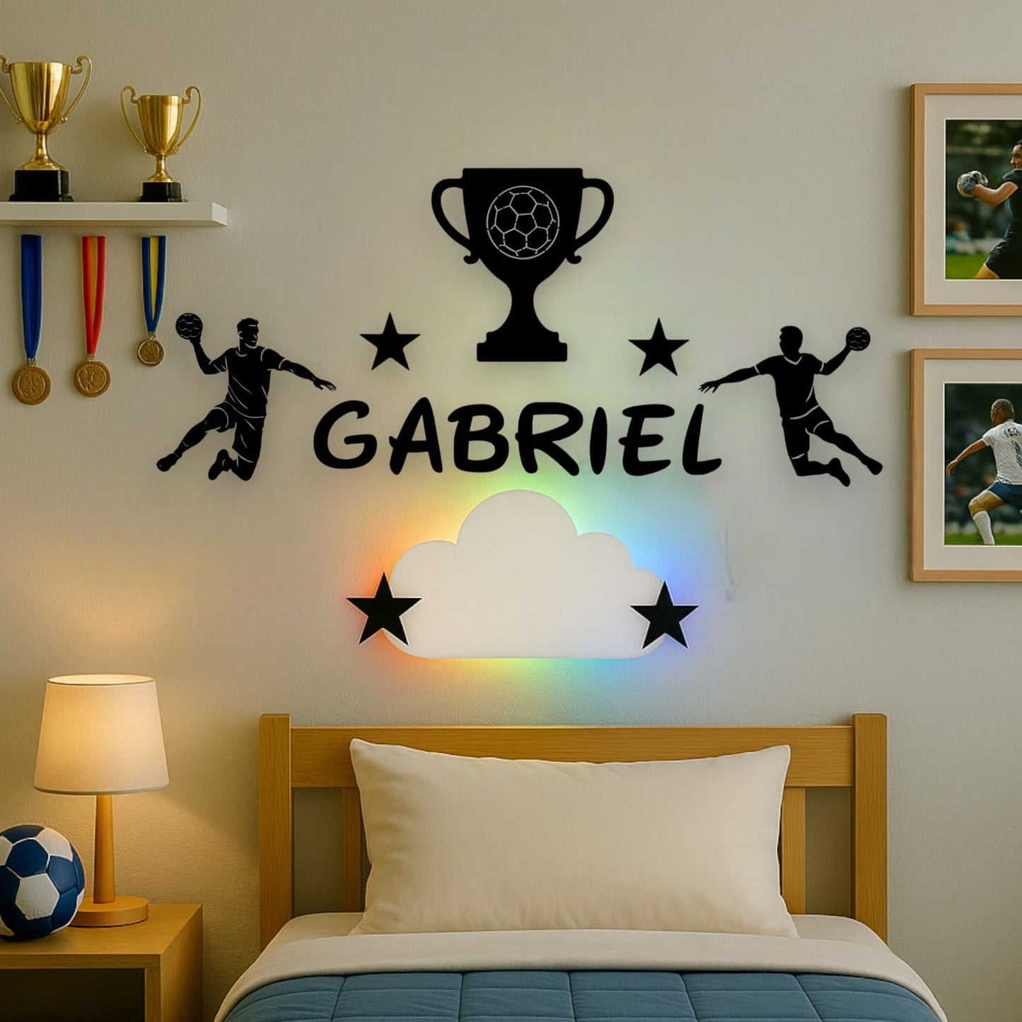 Décoration chambre enfant handball personnalisée avec prénom
