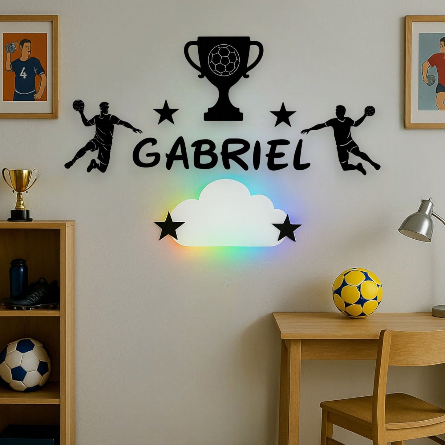 Décoration chambre enfant handball personnalisée avec prénom