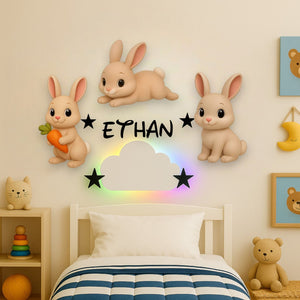Décoration murale personnalisée Lapins avec prénom