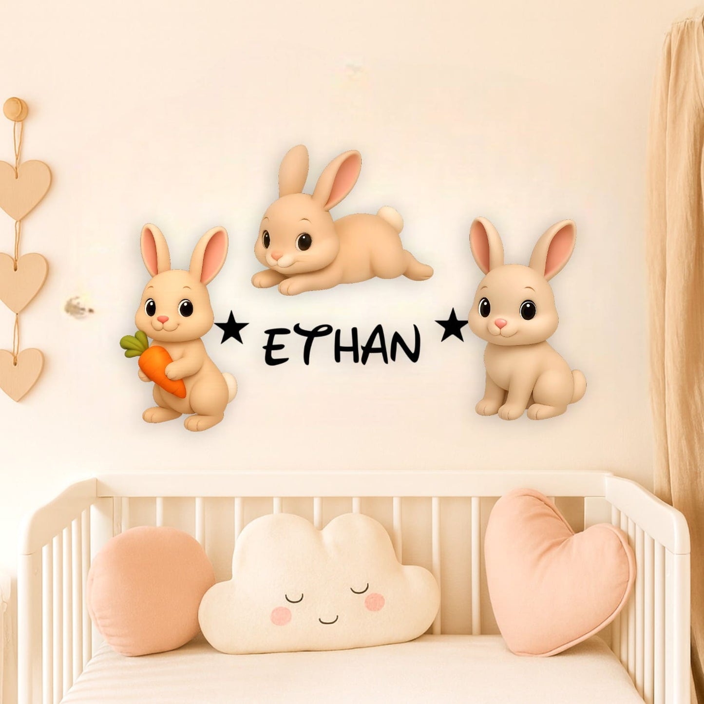 Décoration murale personnalisée Lapins avec prénom