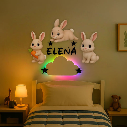 Décoration murale personnalisée Lapins avec prénom