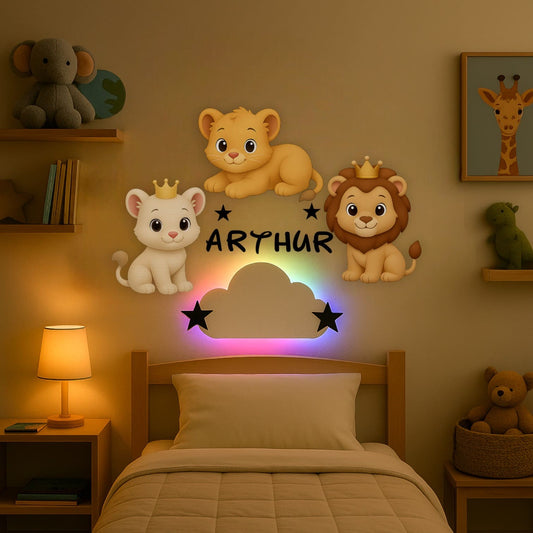 Décoration murale personnalisée Lion avec prénom