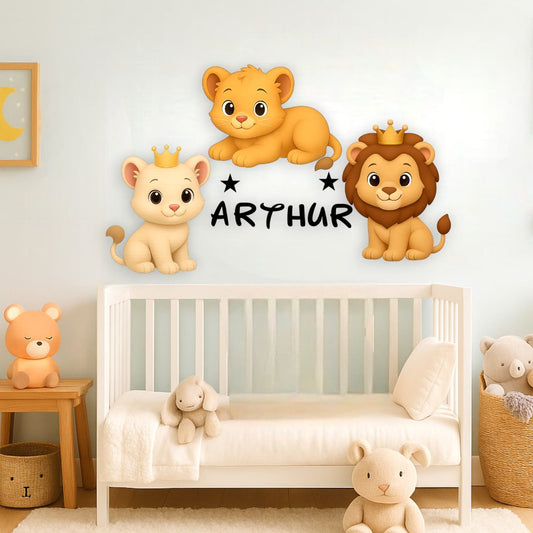 Décoration murale personnalisée Lion avec prénom
