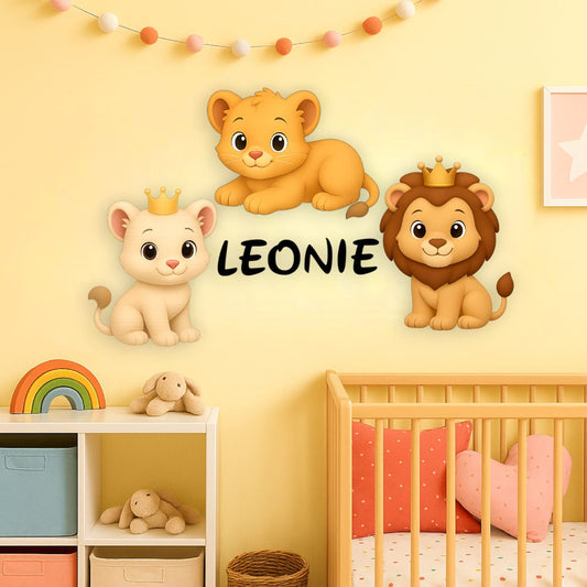 Décoration murale personnalisée Lion avec prénom