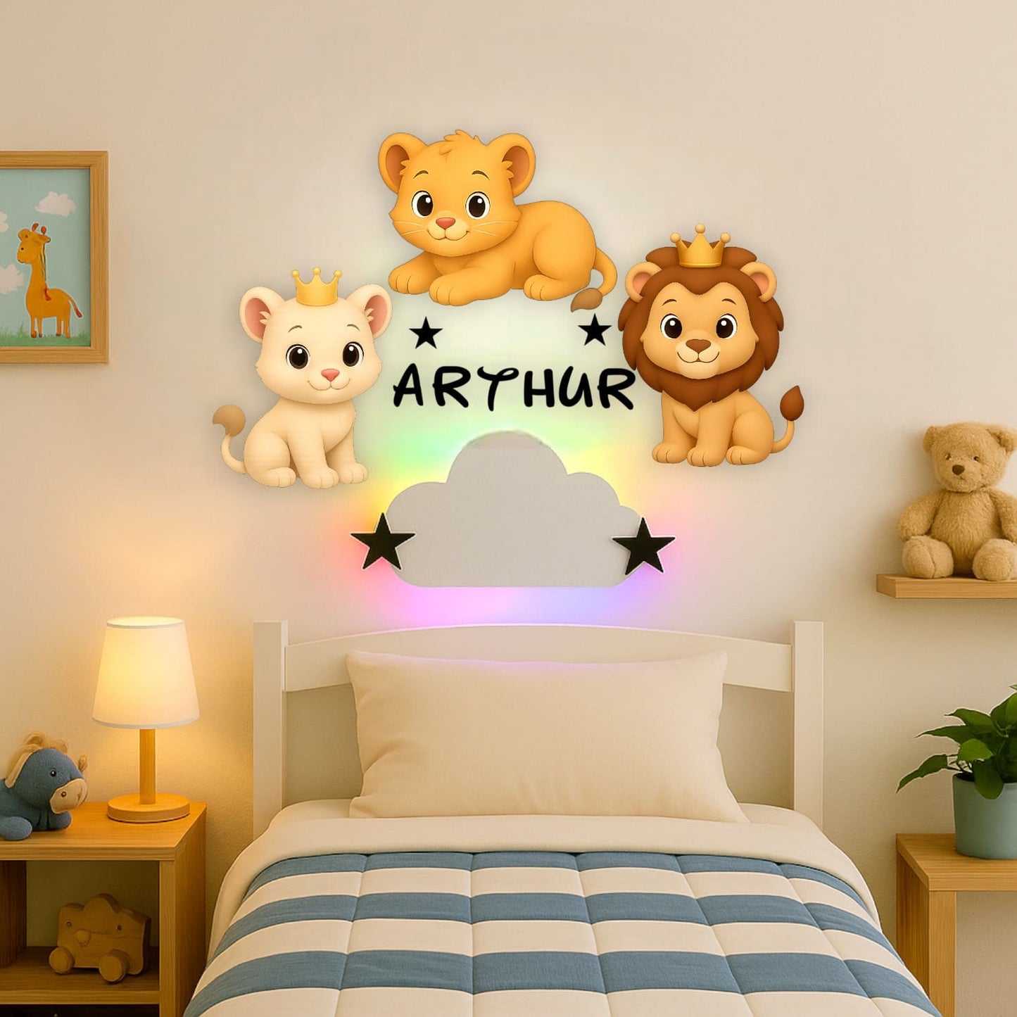 Décoration murale personnalisée Lion avec prénom