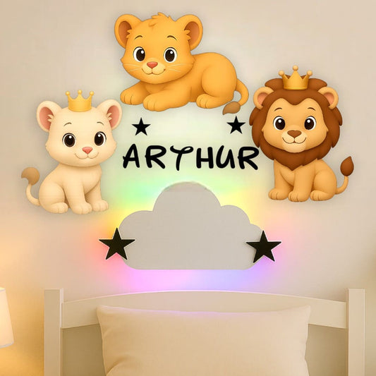 Décoration murale personnalisée Lion avec prénom