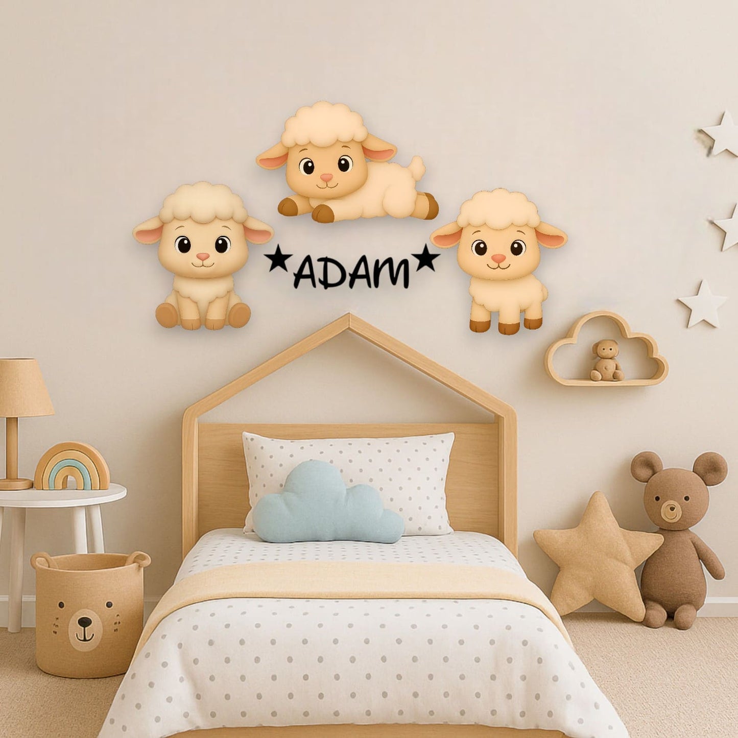Décoration Moutons doux personnalisée avec prénom