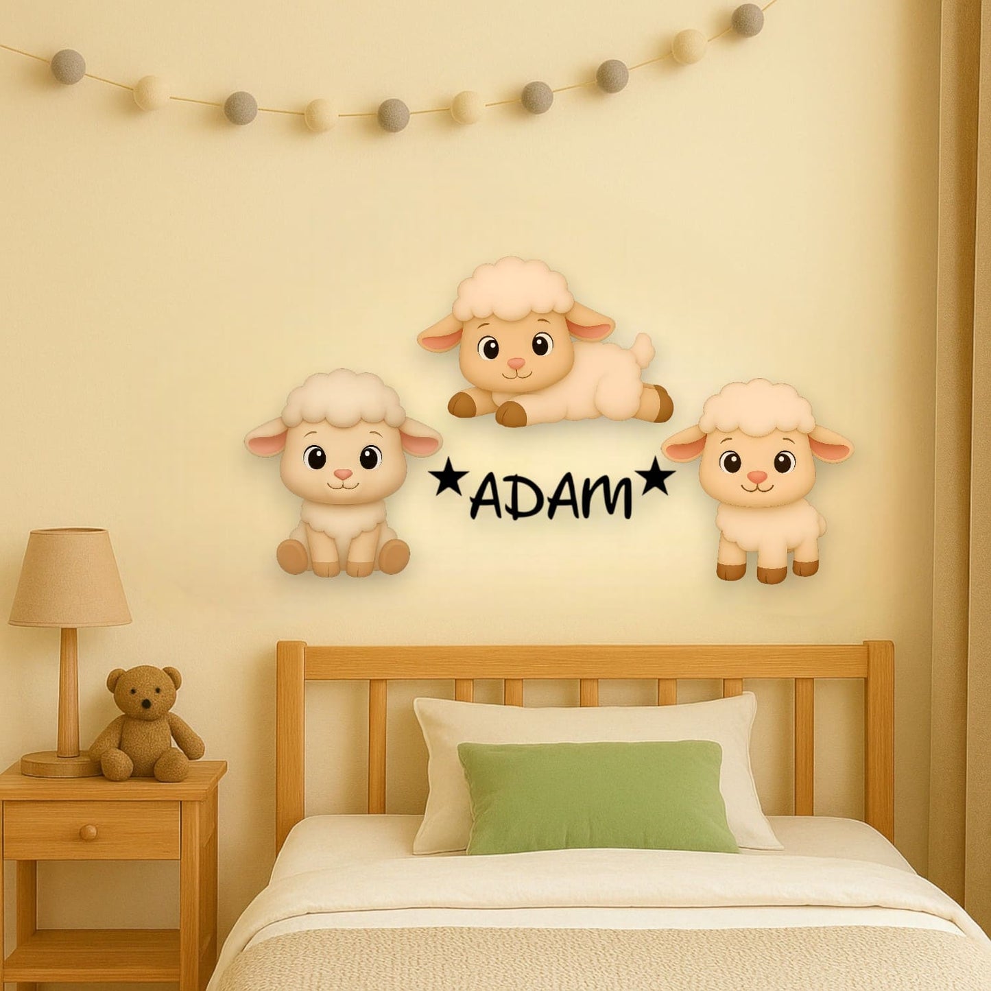 Décoration Moutons doux personnalisée avec prénom