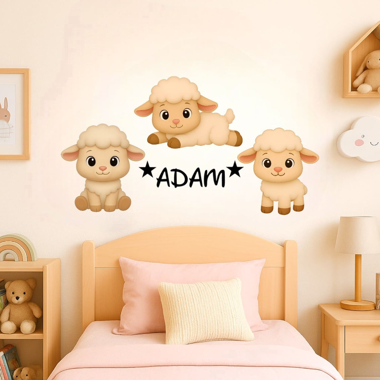Décoration Moutons doux personnalisée avec prénom