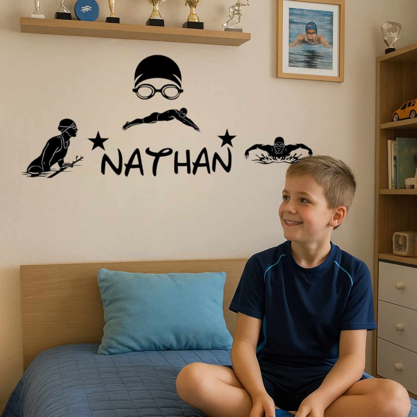 Décoration murale Natation personnalisée avec prénom
