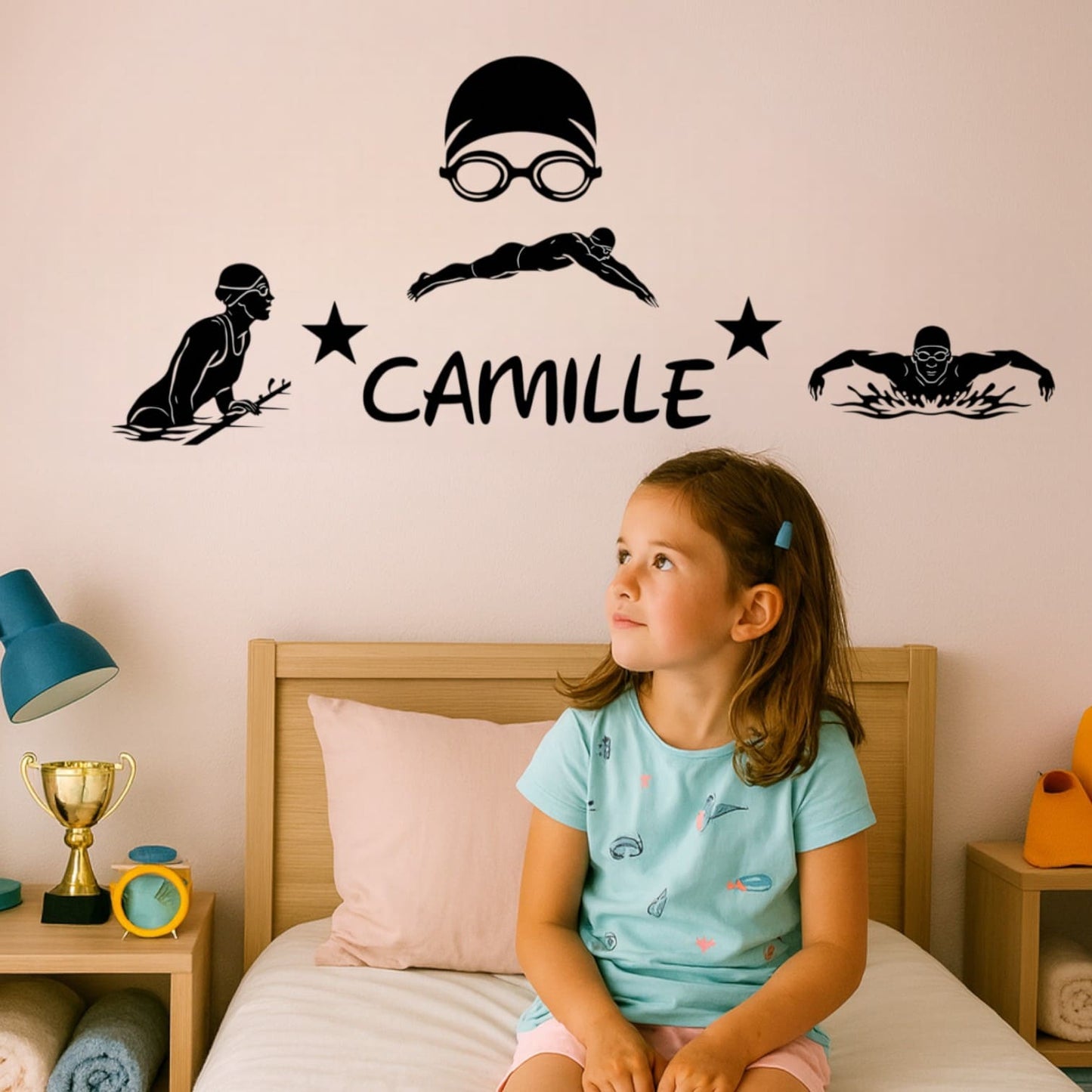 Décoration murale Natation personnalisée avec prénom
