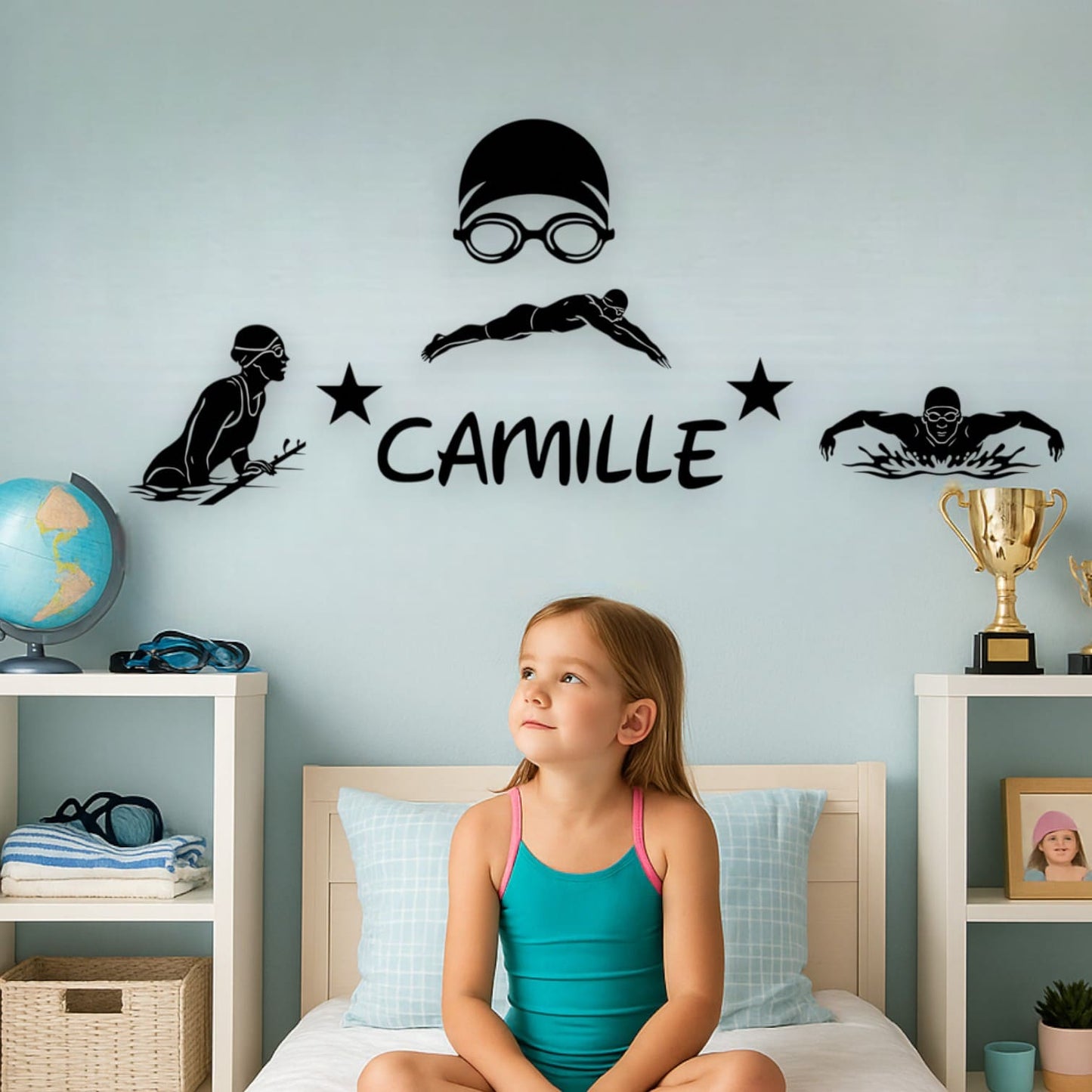 Décoration murale Natation personnalisée avec prénom