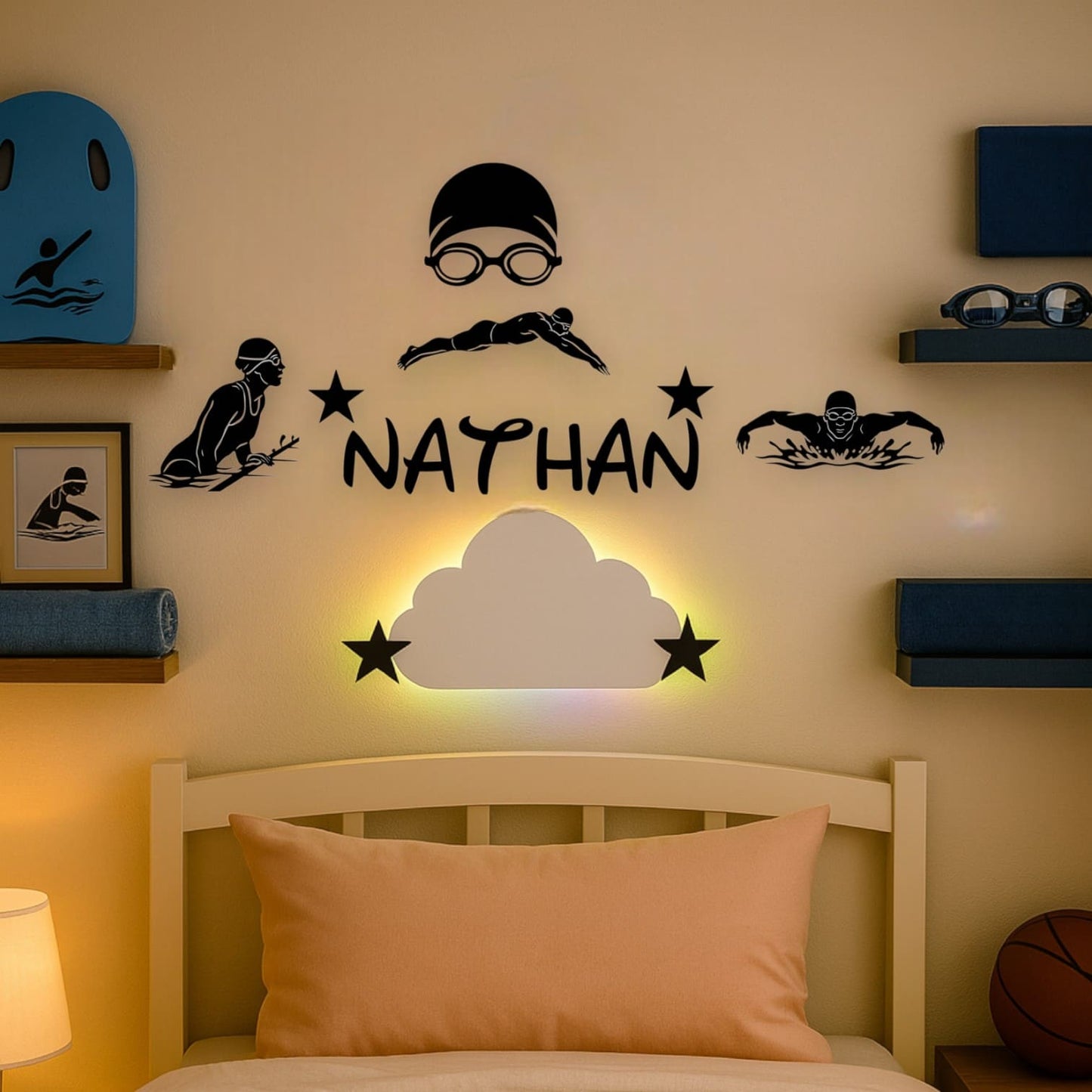 Décoration murale Natation personnalisée avec prénom