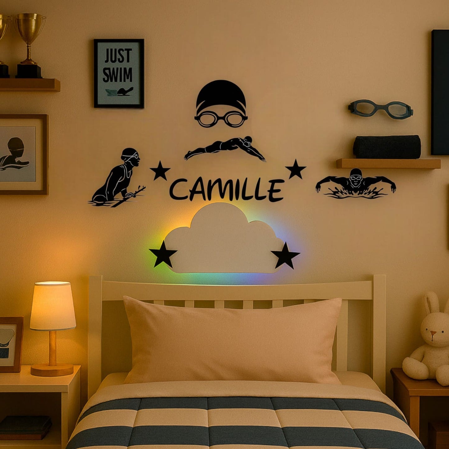 Décoration murale Natation personnalisée avec prénom