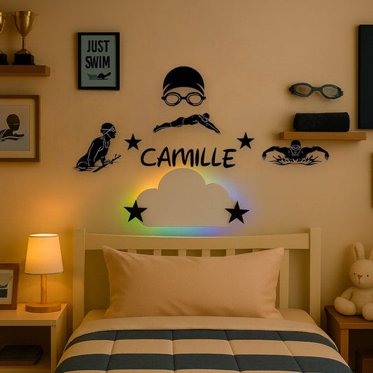 Décoration murale Natation personnalisée avec prénom