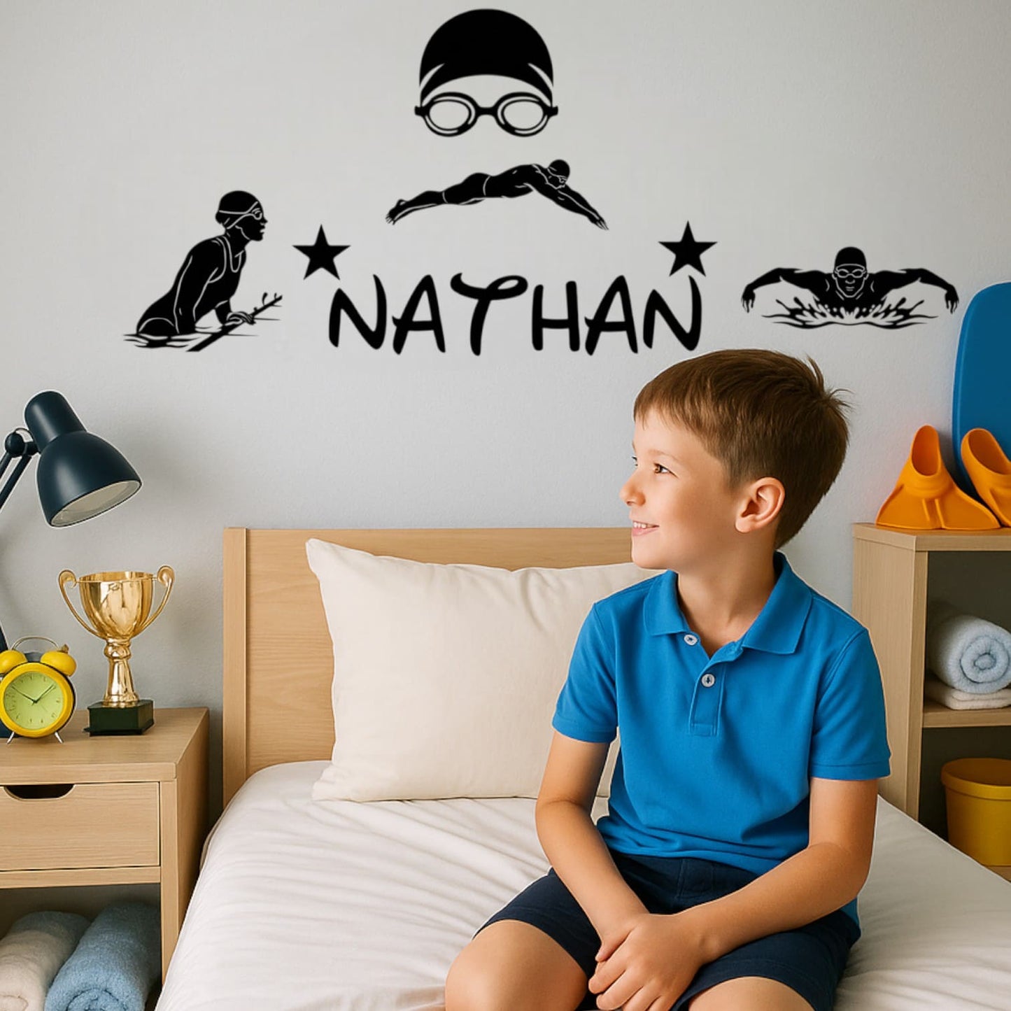 Décoration murale Natation personnalisée avec prénom